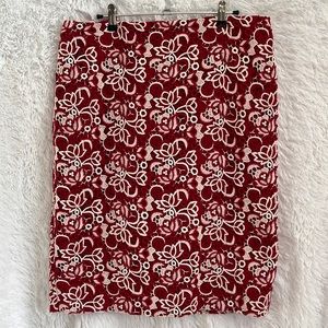 Talbots Red and White Lace Skirt